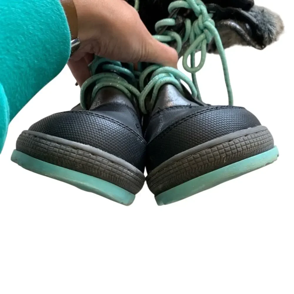 Justice Black Sparkle Faux Fur Duck Boots